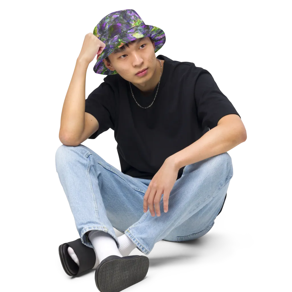 Plum Garden on Reversible Bucket Hat — Front 2 Inside