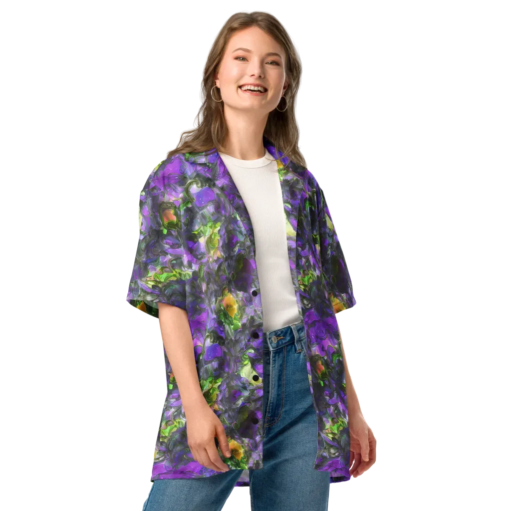 Plum Garden on Button Shirt — Front