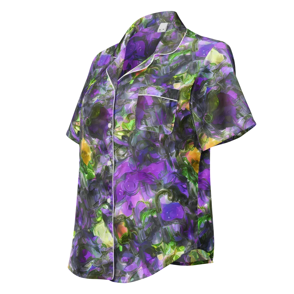 Plum Garden on Women's Short Sleeve Pajama Top — Left Front