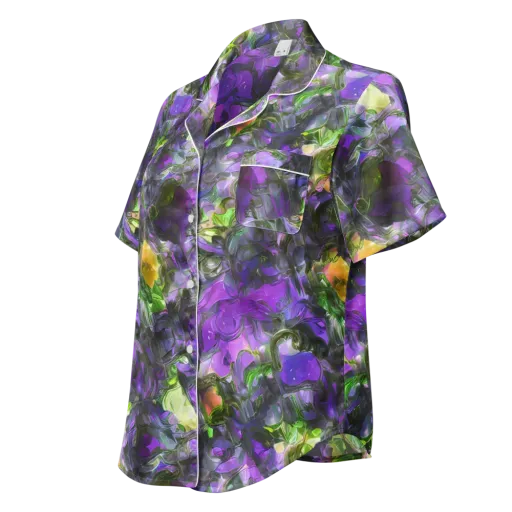 Plum Garden on a Women's Short Sleeve Pajama Top