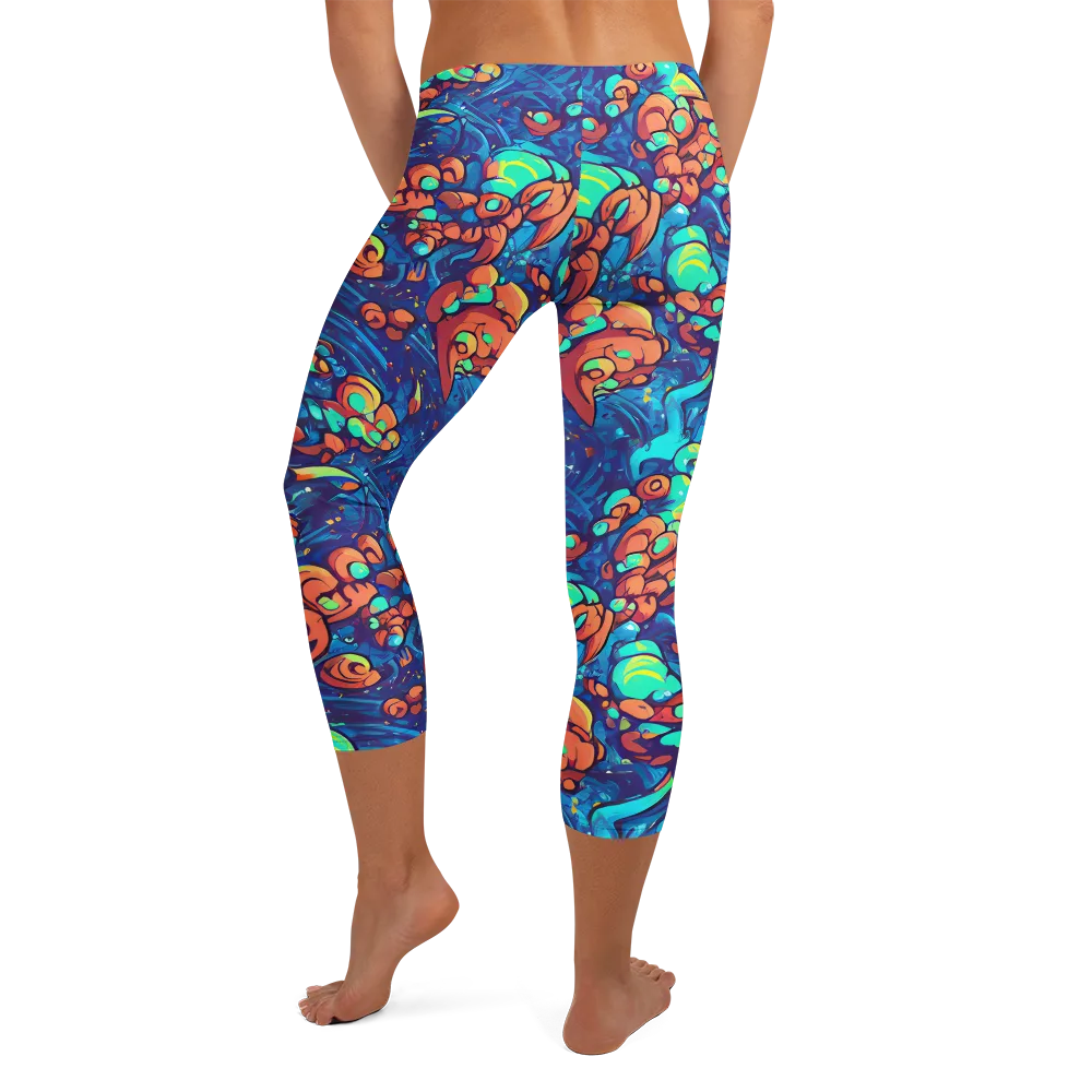Vivid Submersion on Capri Leggings — Back