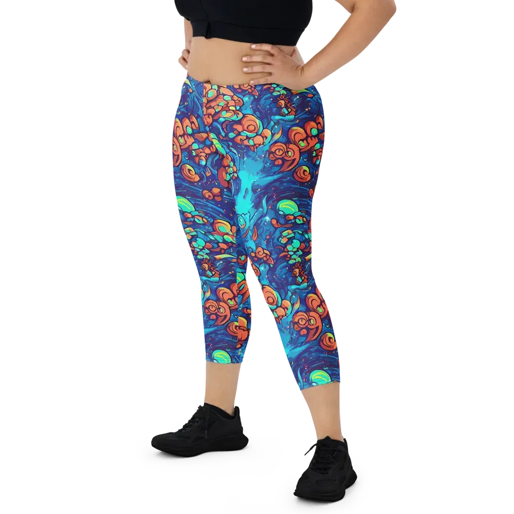 Vivid Submersion on Capri Leggings — Front