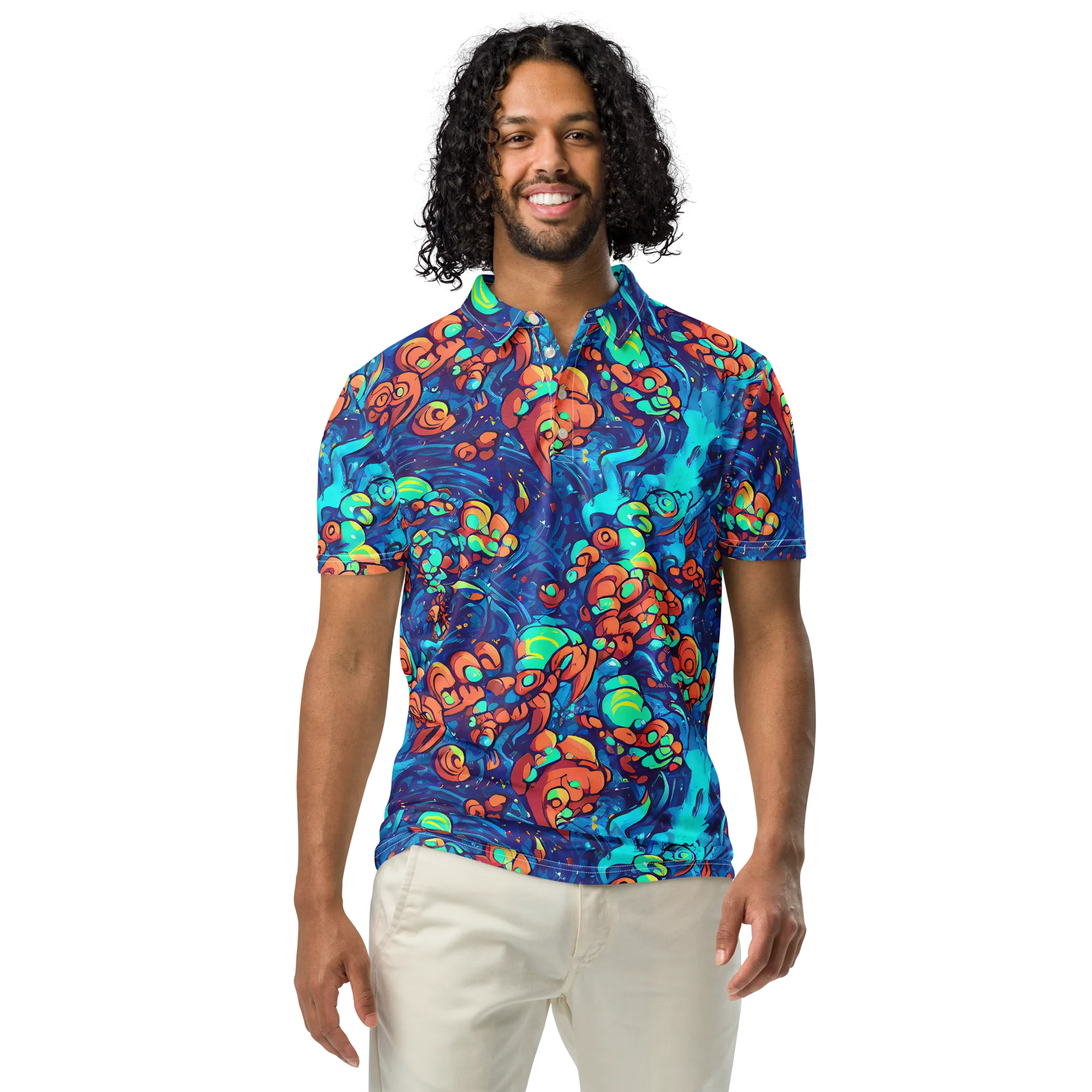 Vivid Submersion on Men's Slim Fit Polo Shirt — Front