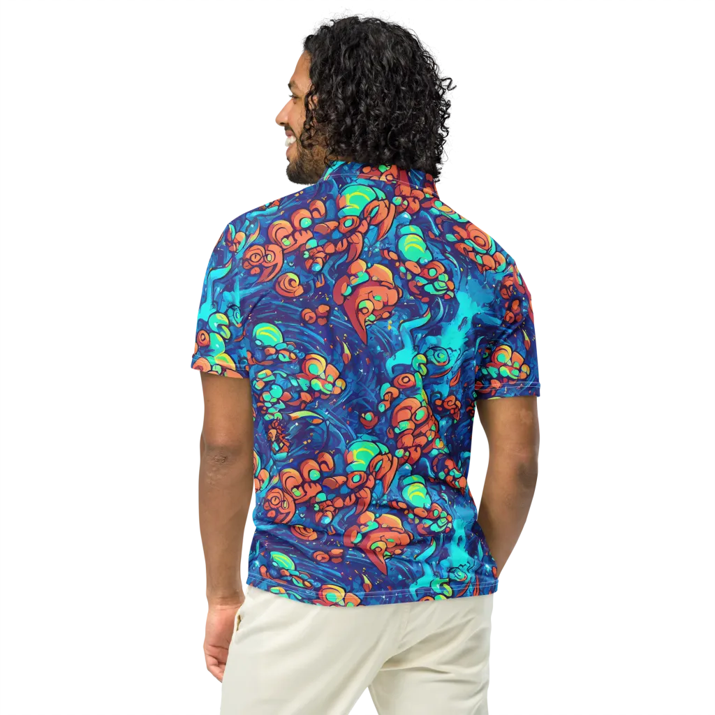 Vivid Submersion on Men's Slim Fit Polo Shirt — Back