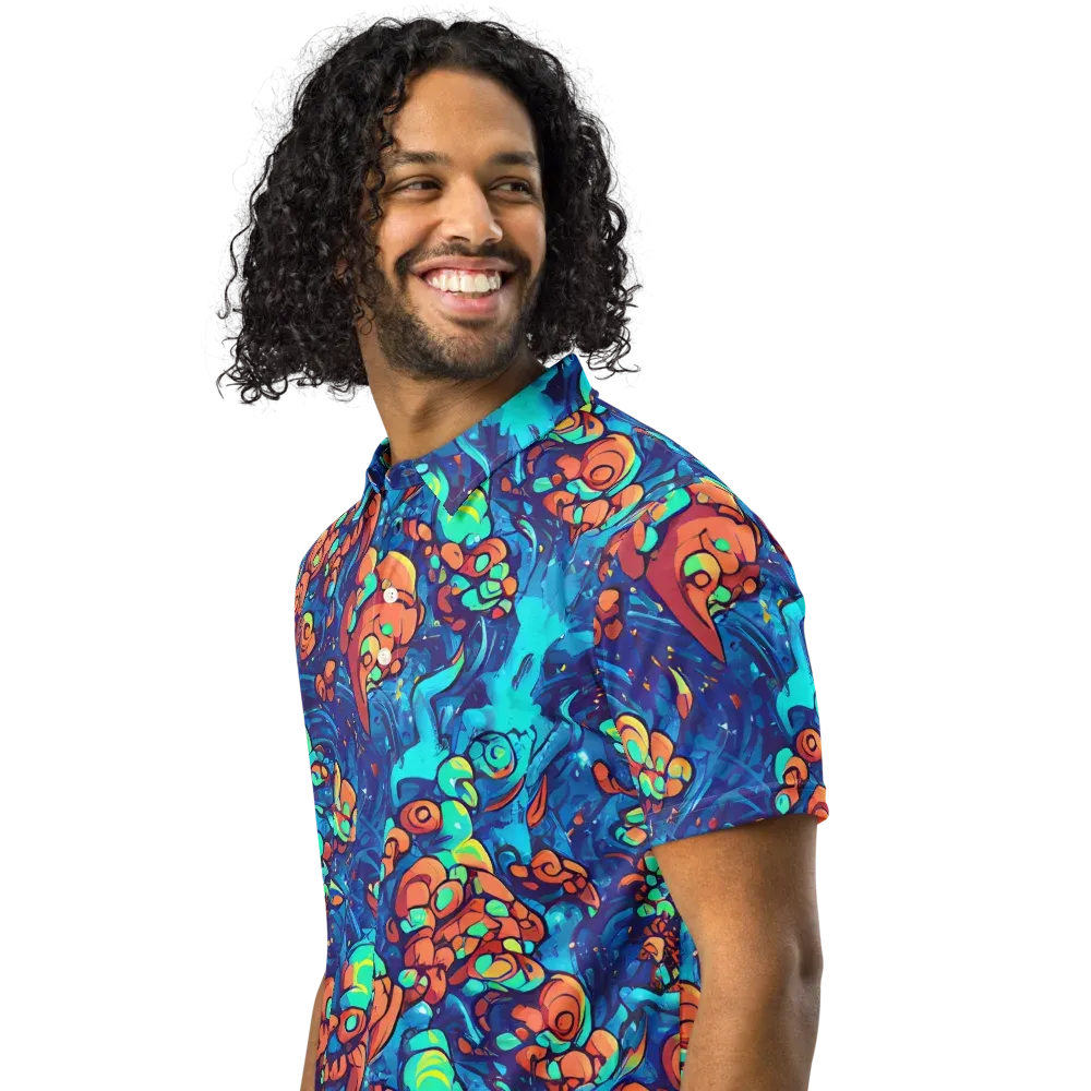 Vivid Submersion on Men's Slim Fit Polo Shirt — Left Front