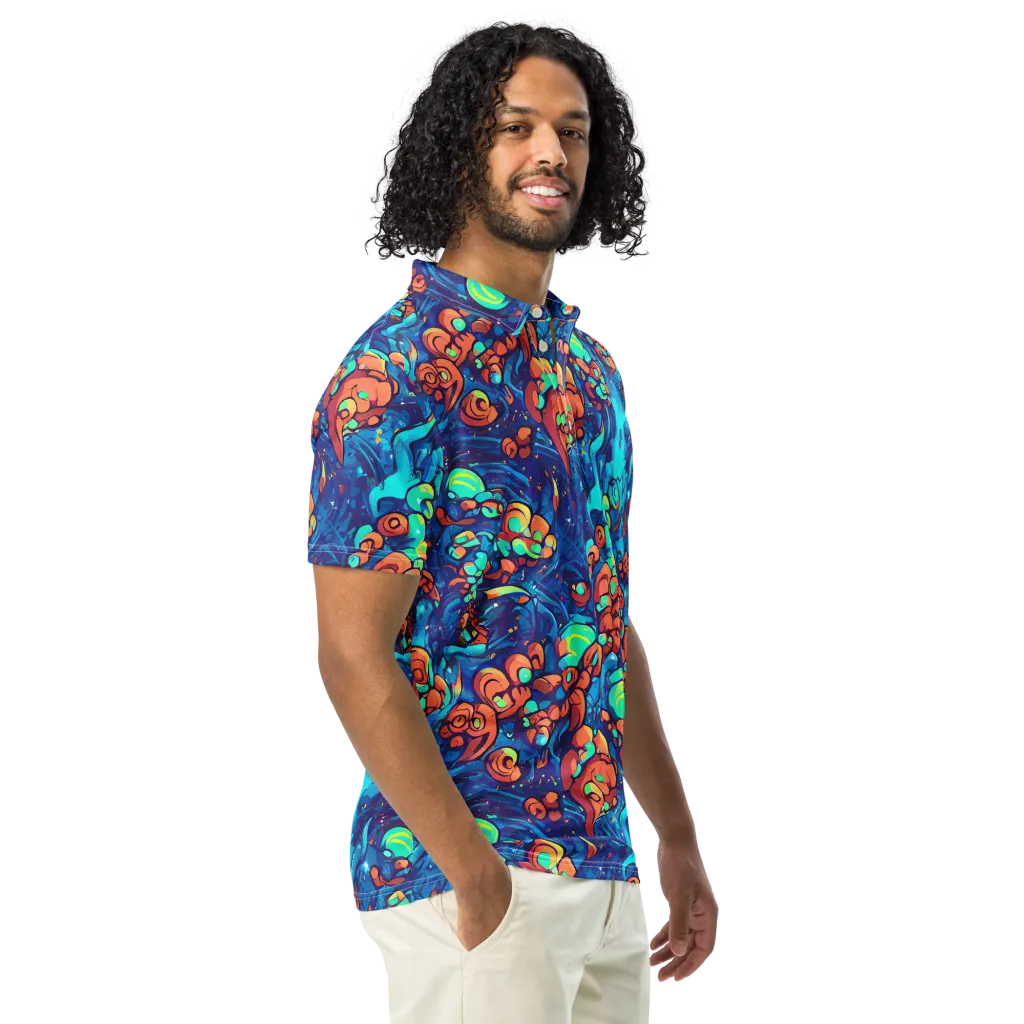 Vivid Submersion on Men's Slim Fit Polo Shirt — Right Front