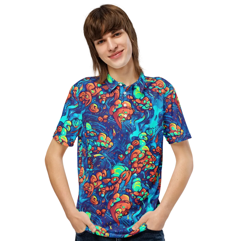 Vivid Submersion on Men's Slim Fit Polo Shirt — Front