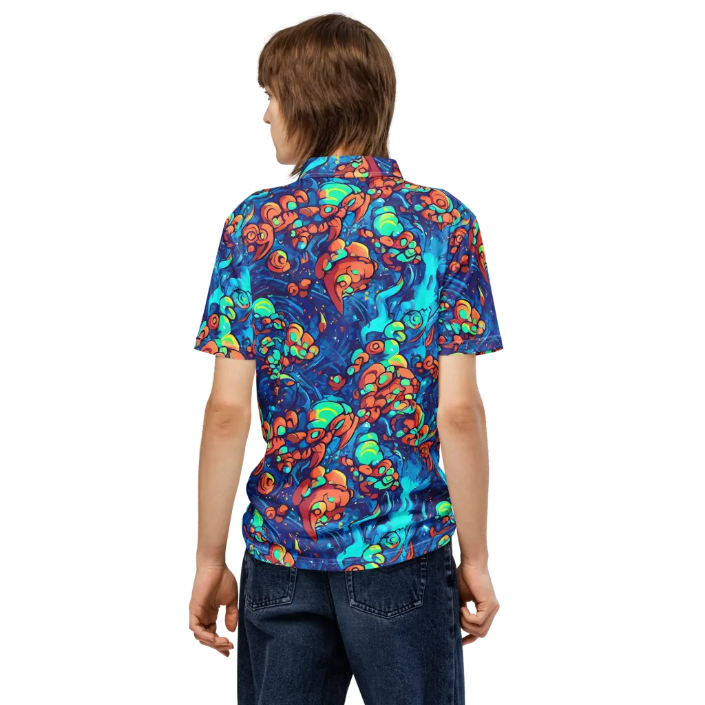 Vivid Submersion on Men's Slim Fit Polo Shirt — Back