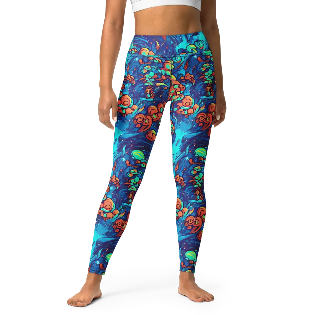 Vivid Submersion on Yoga Leggings — Front