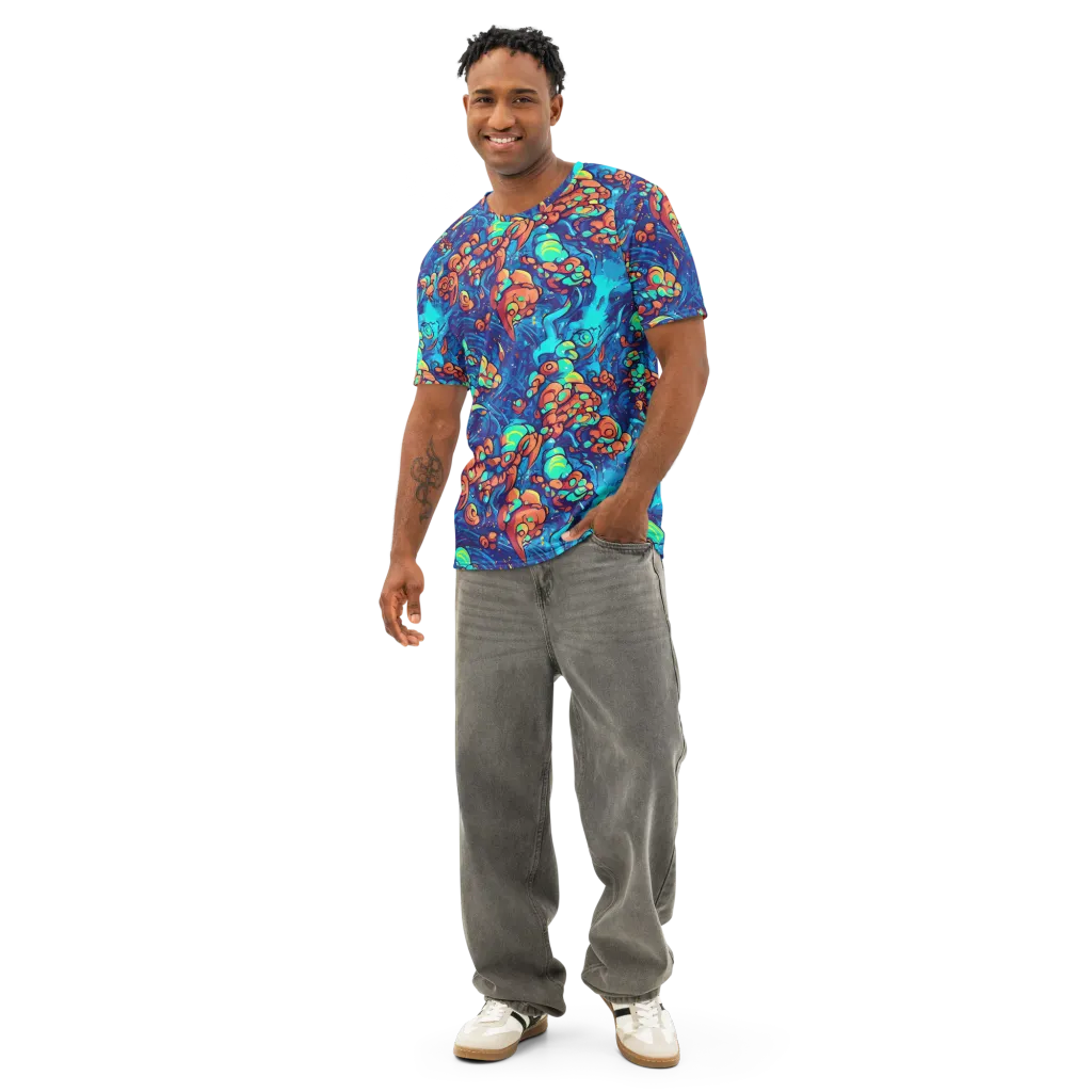 Vivid Submersion on Men's Cotton Crew Neck T-Shirt — Front