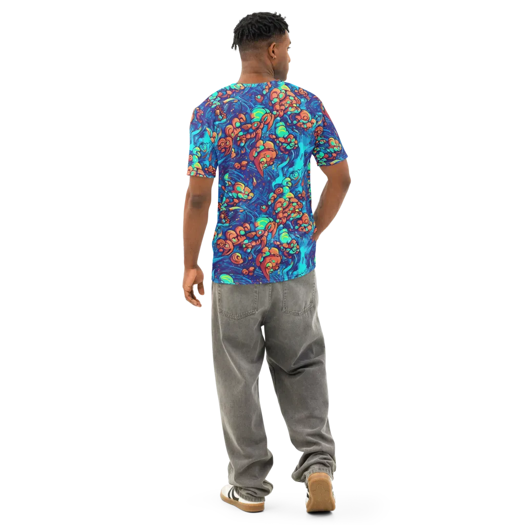 Vivid Submersion on Men's Cotton Crew Neck T-Shirt — Back