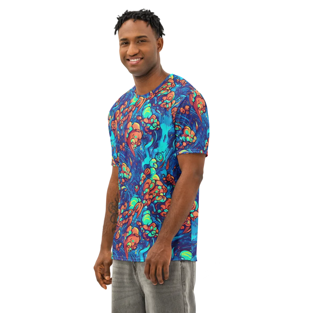 Vivid Submersion on Men's Cotton Crew Neck T-Shirt — Left Front