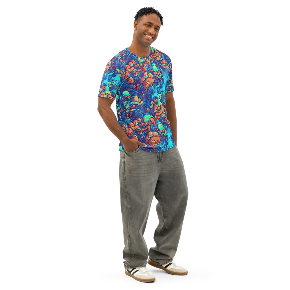 Vivid Submersion on Men's Cotton Crew Neck T-Shirt — Right Front