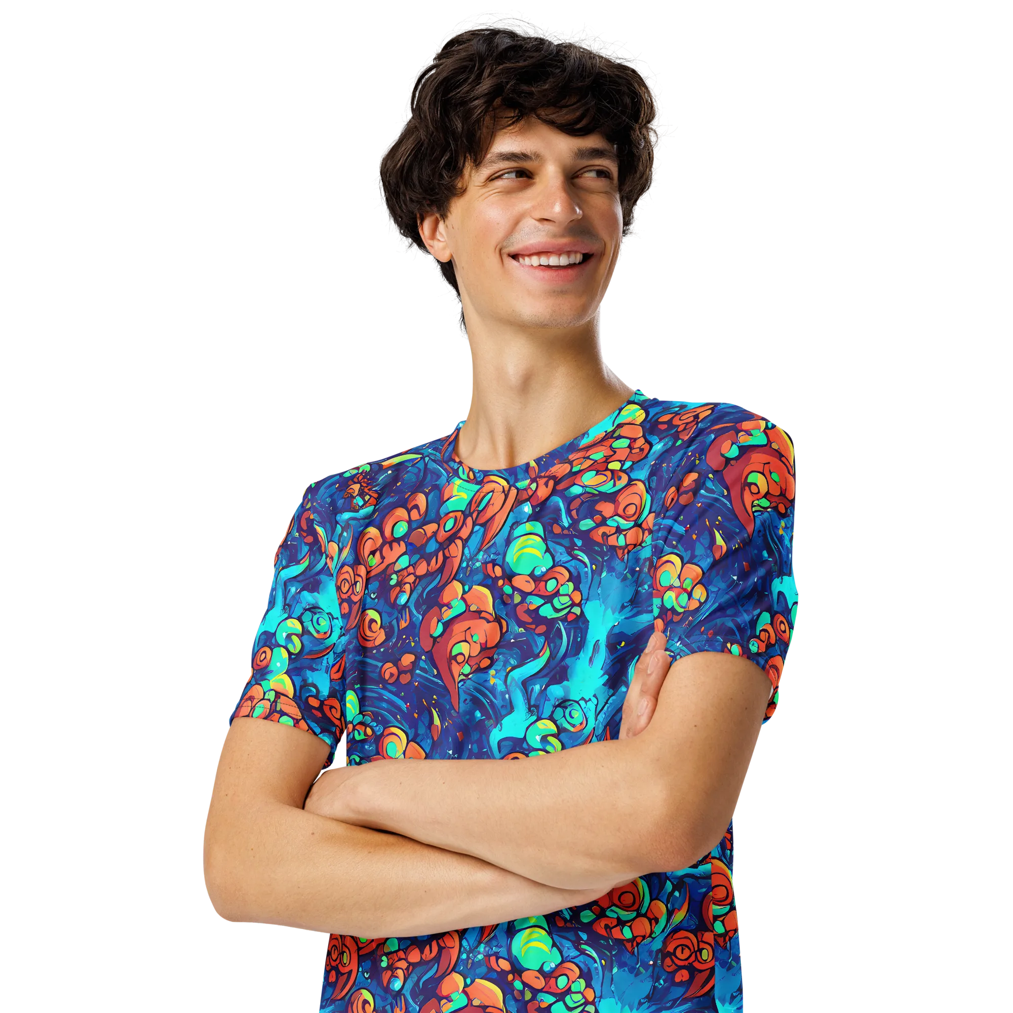 Vivid Submersion on Men's Crew Neck T-Shirt — Left Front