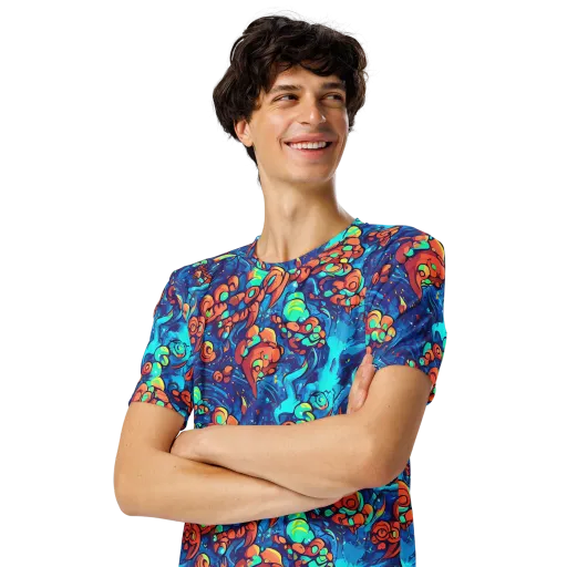 Vivid Submersion on a Men's Crew Neck T-Shirt