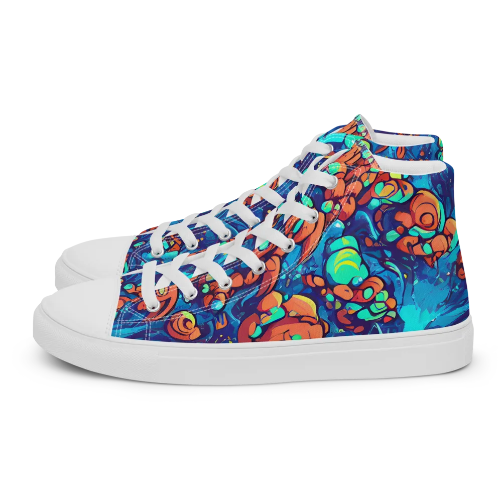 Vivid Submersion on Men's High Top Canvas Shoes — Left