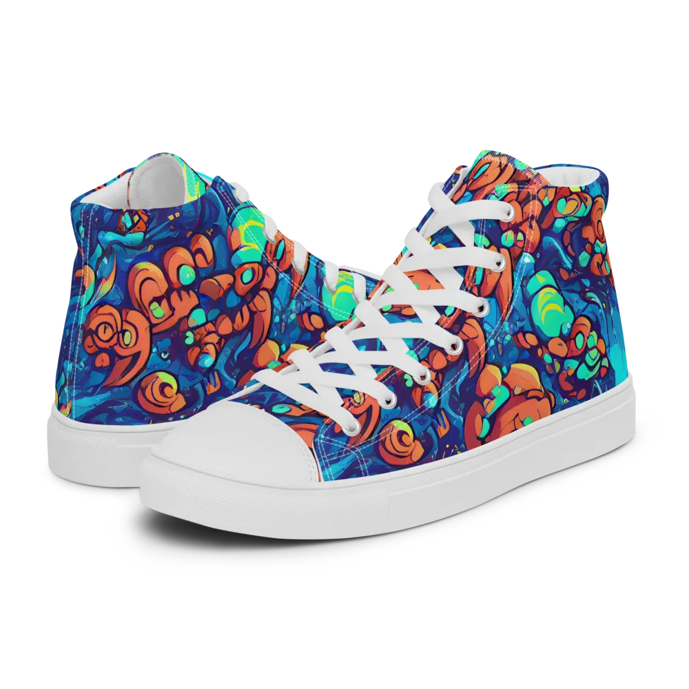 Vivid Submersion on Men's High Top Canvas Shoes — Left