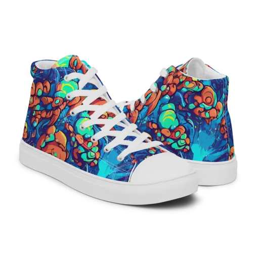 Vivid Submersion on a Men's High Top Canvas Shoes
