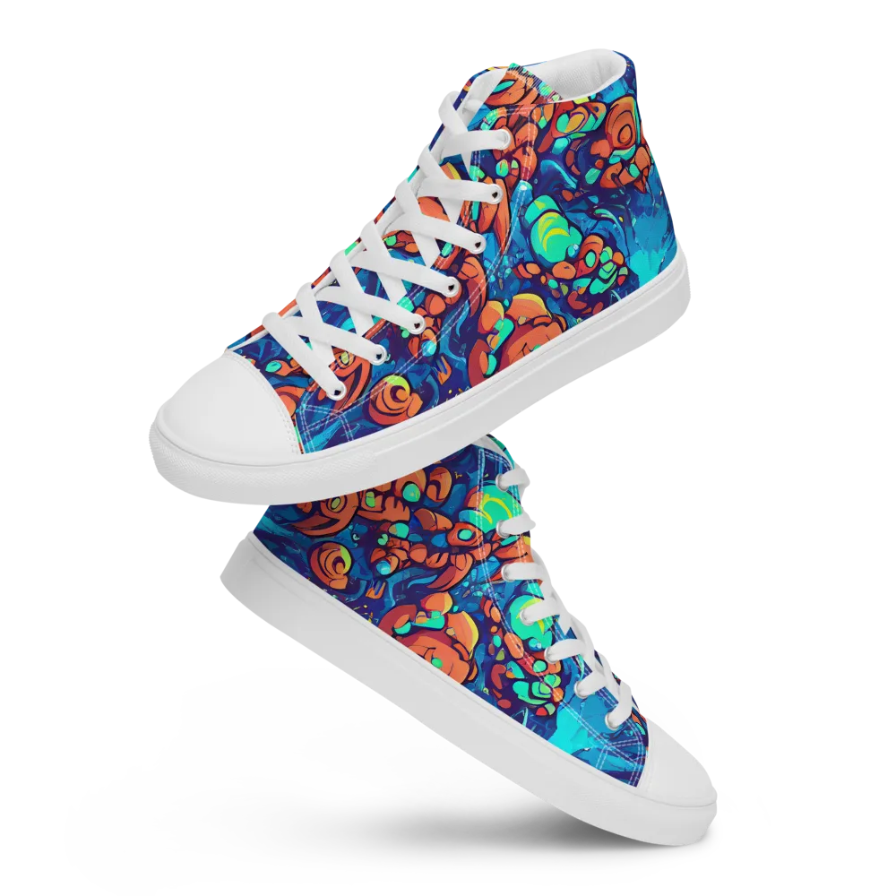 Vivid Submersion on Men's High Top Canvas Shoes — Front