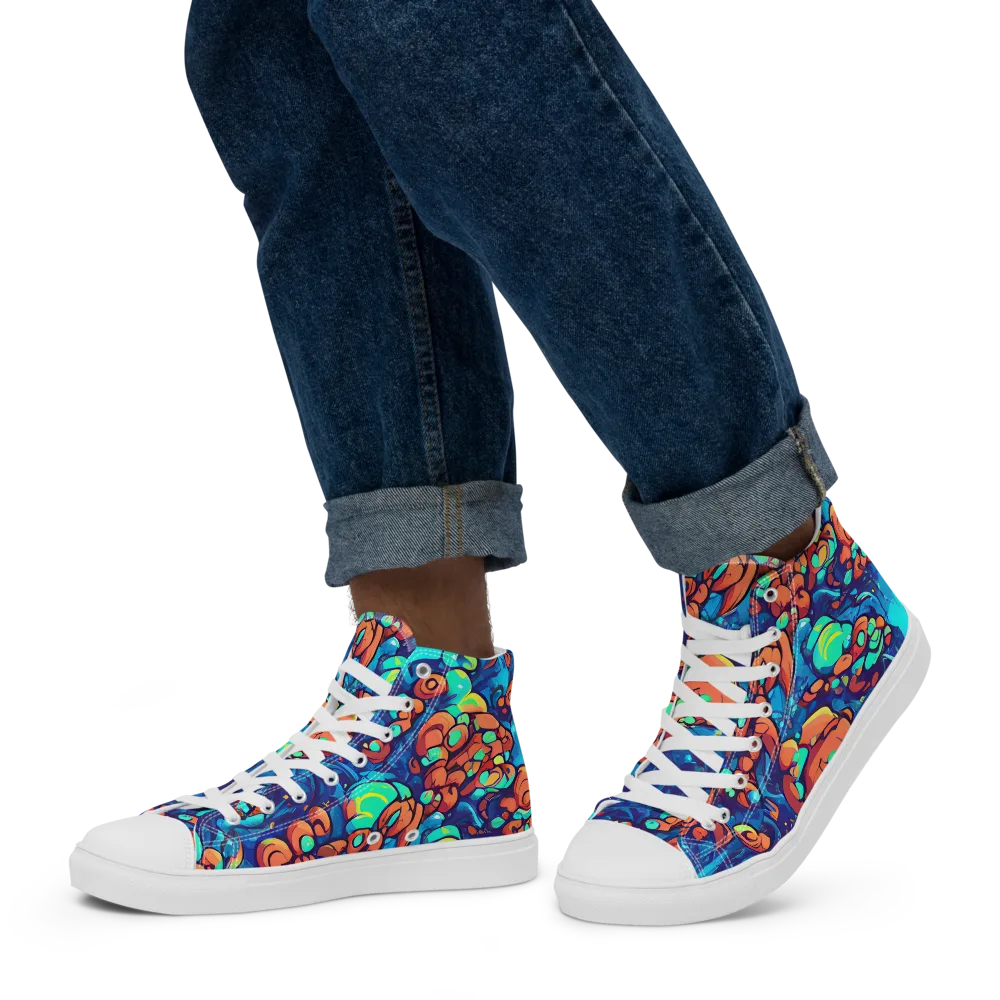 Vivid Submersion on Men's High Top Canvas Shoes — Left