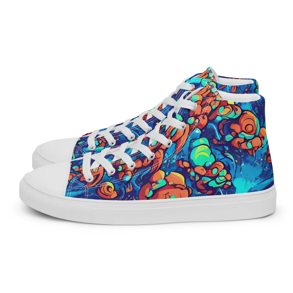 Vivid Submersion on Women's High Top Canvas Shoes — Left