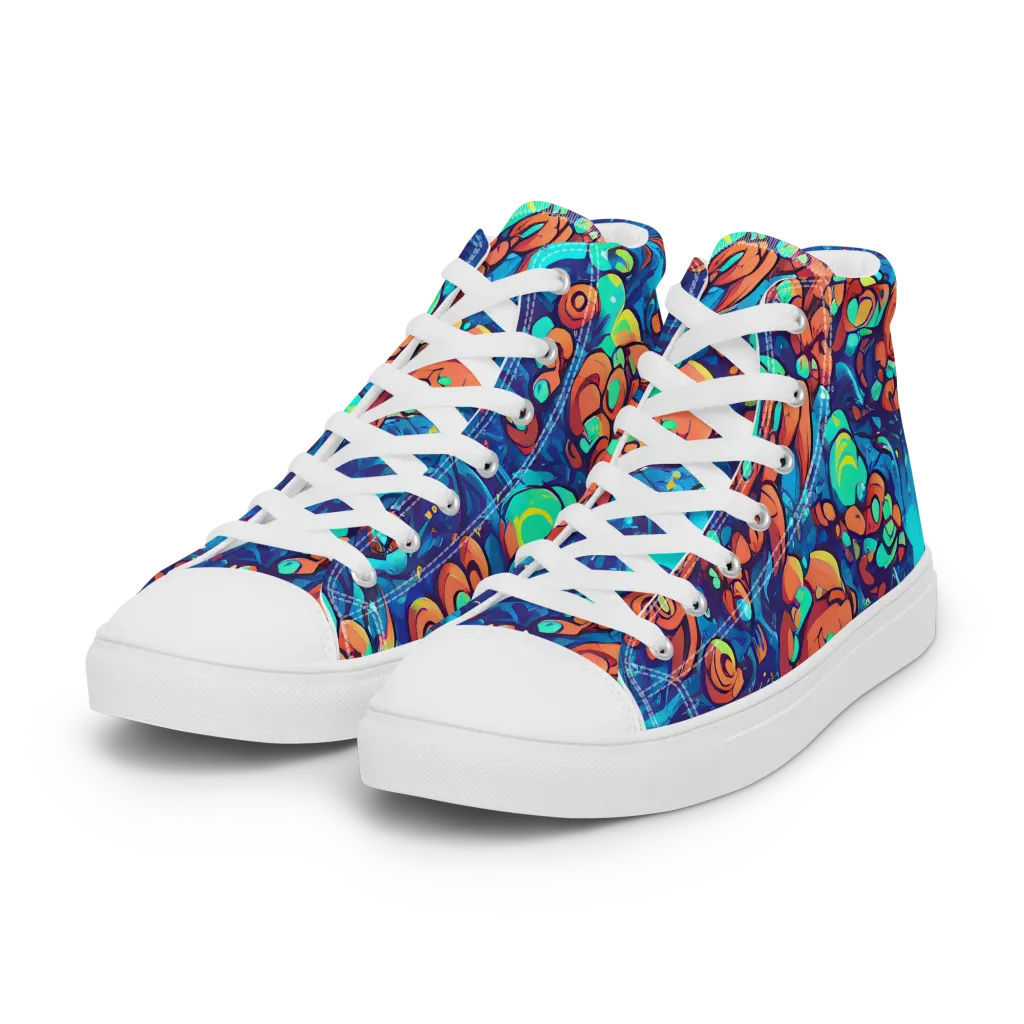 Vivid Submersion on Women's High Top Canvas Shoes — Left Front