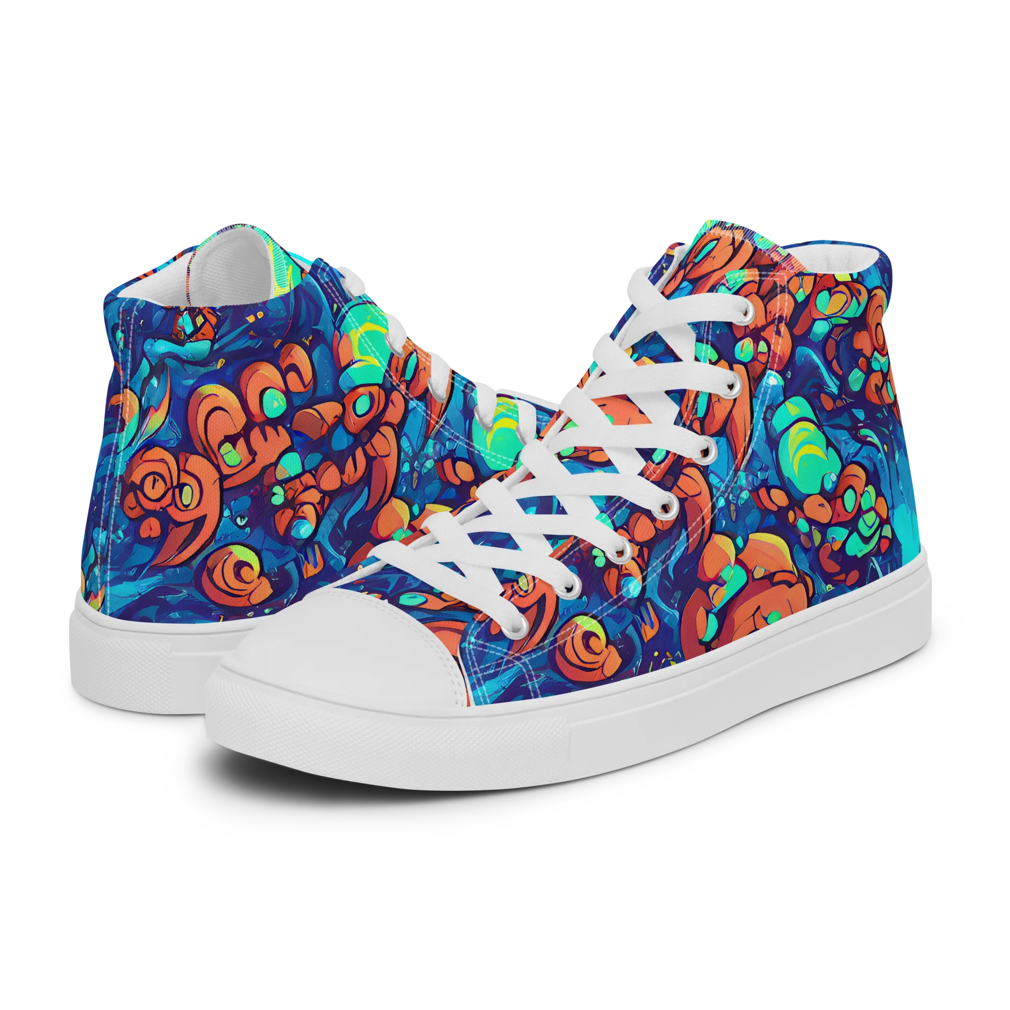 Vivid Submersion on Women's High Top Canvas Shoes — Left