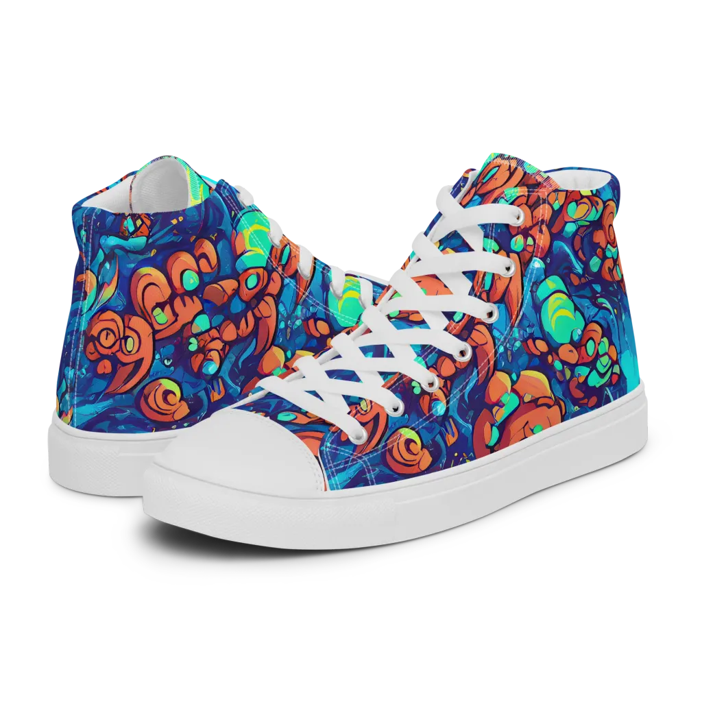Vivid Submersion on Women's High Top Canvas Shoes — Left