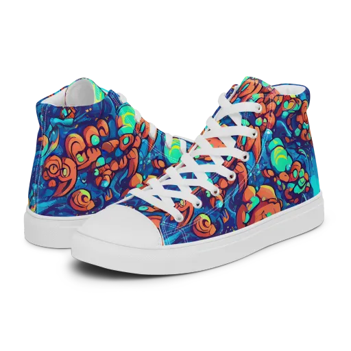 Vivid Submersion on a Women's High Top Canvas Shoes