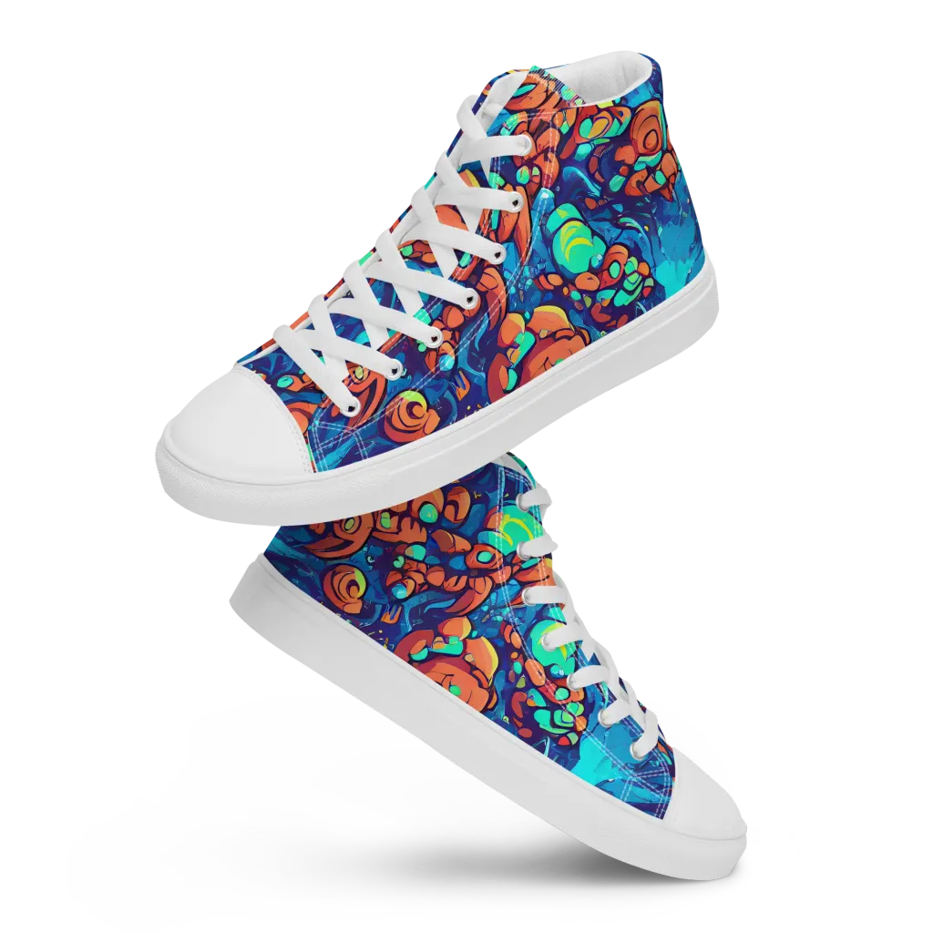 Vivid Submersion on Women's High Top Canvas Shoes — Front