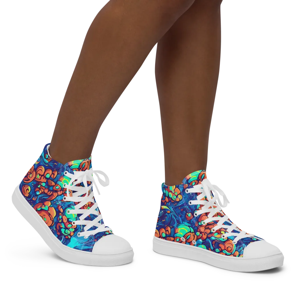 Vivid Submersion on Women's High Top Canvas Shoes — Right