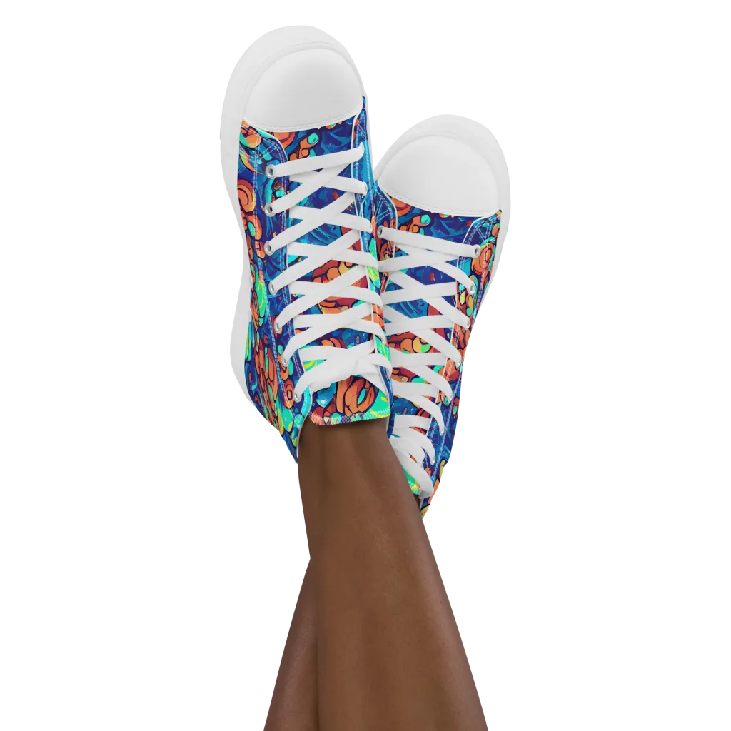 Vivid Submersion on Women's High Top Canvas Shoes — Front