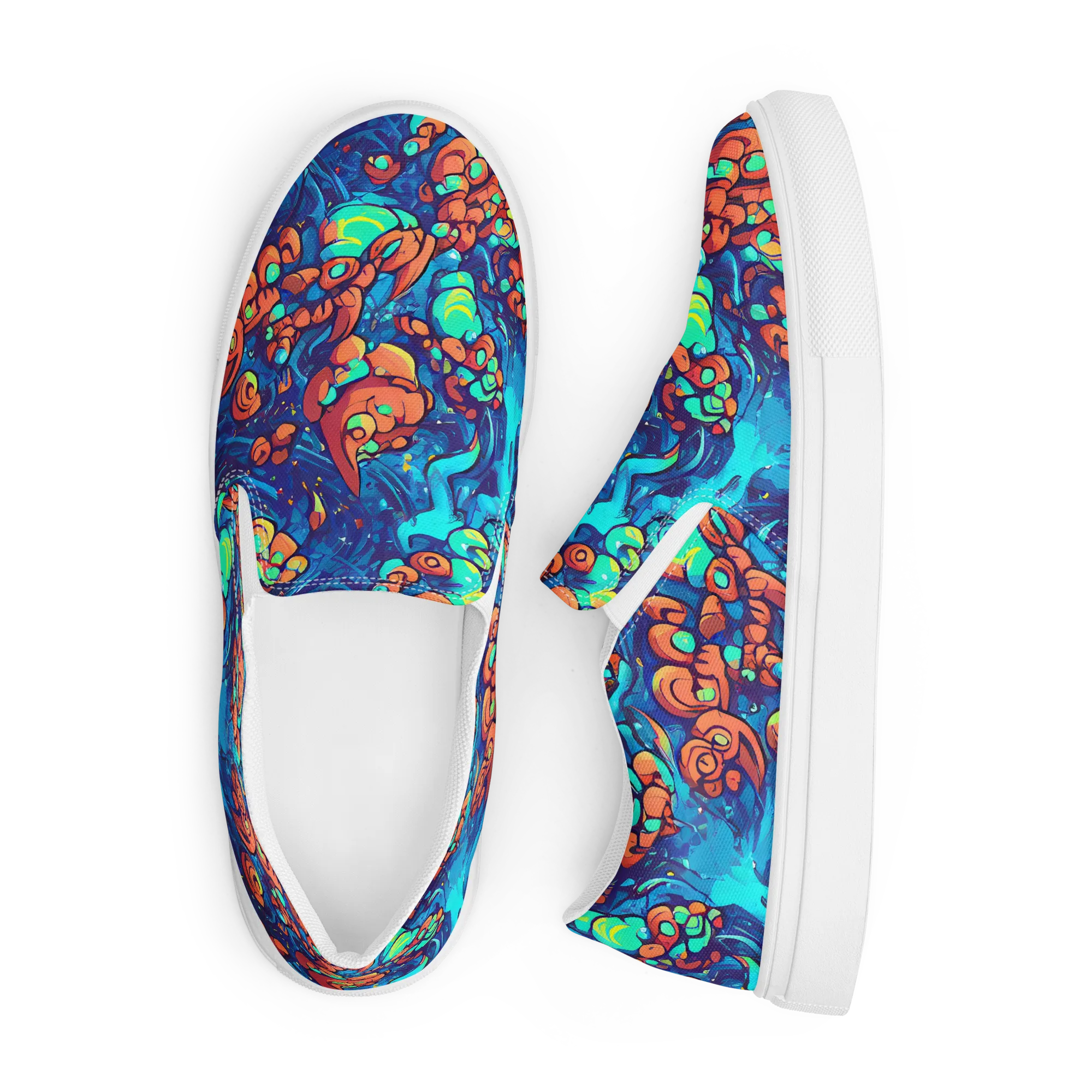 Vivid Submersion on Men's Slip-On Canvas Shoes — Front