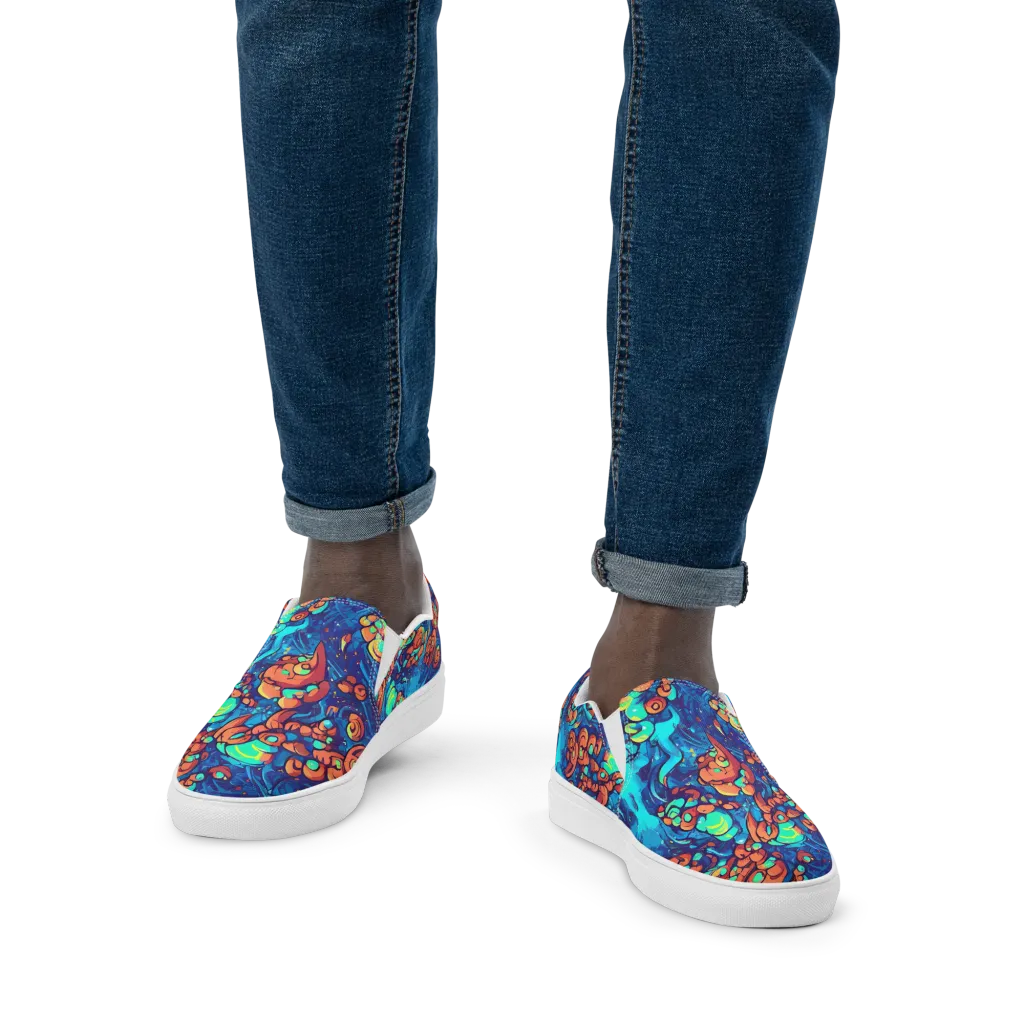 Vivid Submersion on Men's Slip-On Canvas Shoes — Front