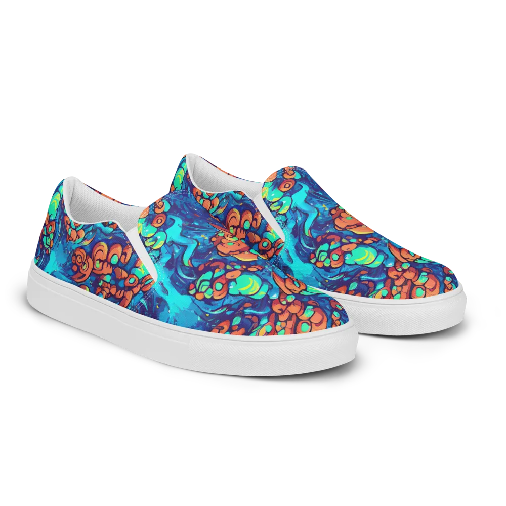 Vivid Submersion on Women's Slip-On Canvas Shoes — Right Front