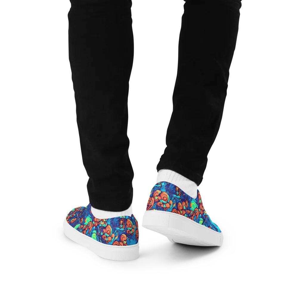 Vivid Submersion on Men's Lace-Up Canvas Shoes — Back