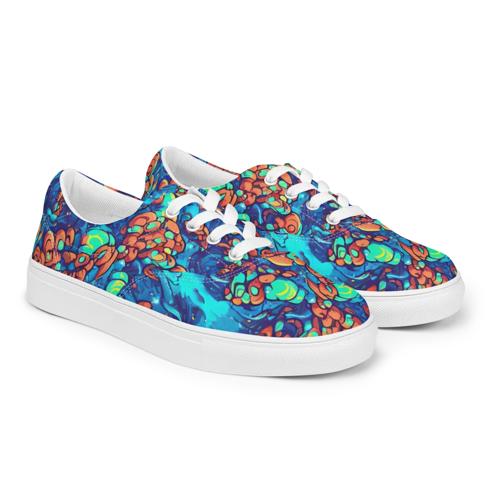 Vivid Submersion on Men's Lace-Up Canvas Shoes — Right Front