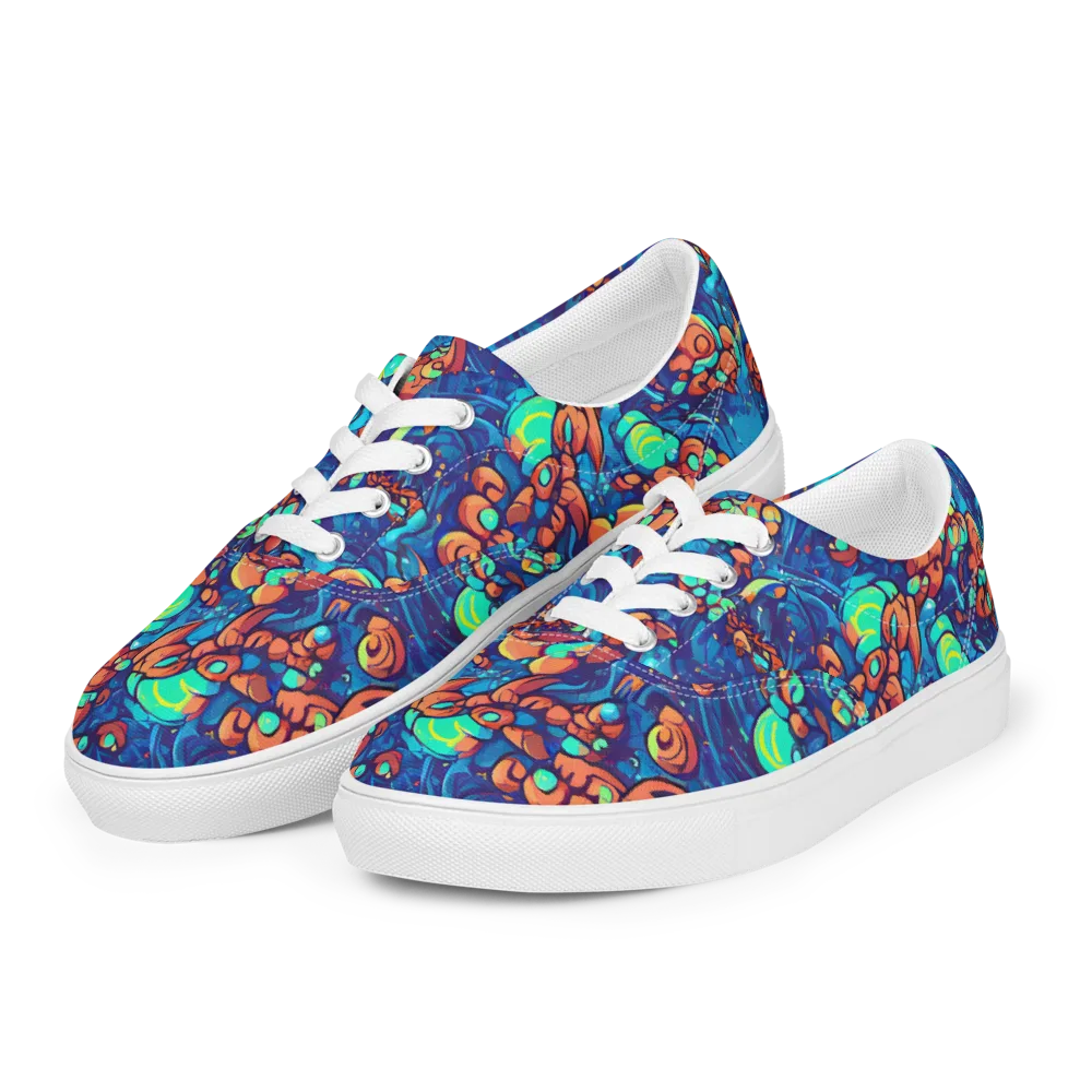 Vivid Submersion on Men's Lace-Up Canvas Shoes — Left Front