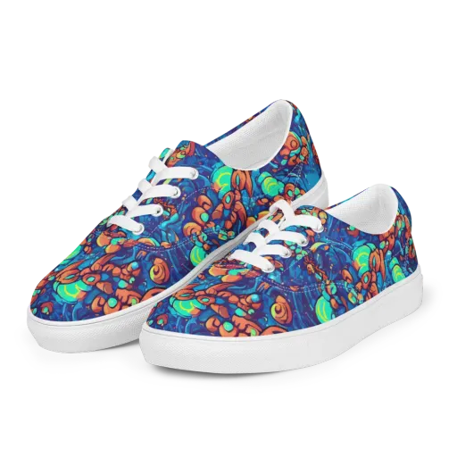 Vivid Submersion on a Men's Lace-Up Canvas Shoes