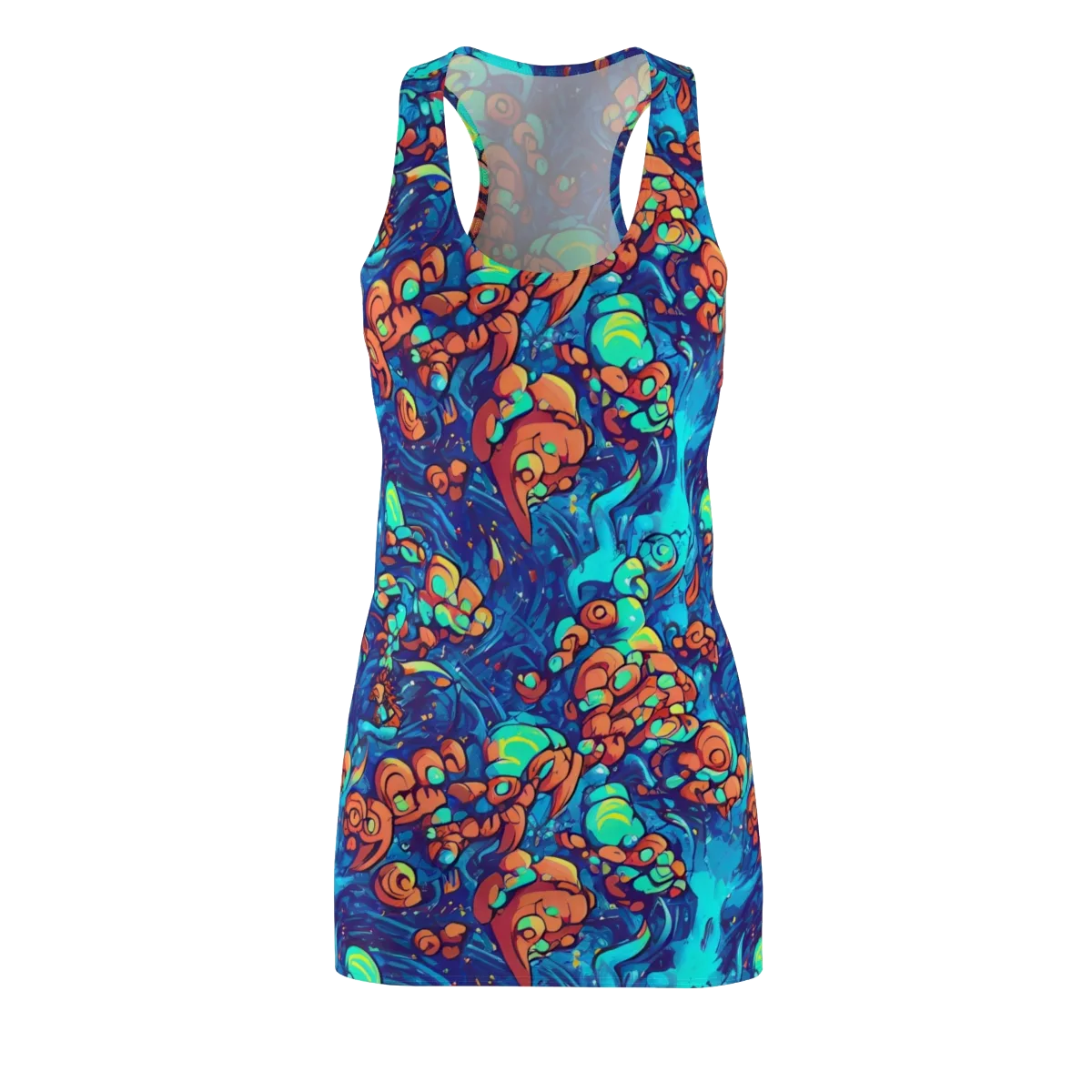 Vivid Submersion on Racerback Dress — Front