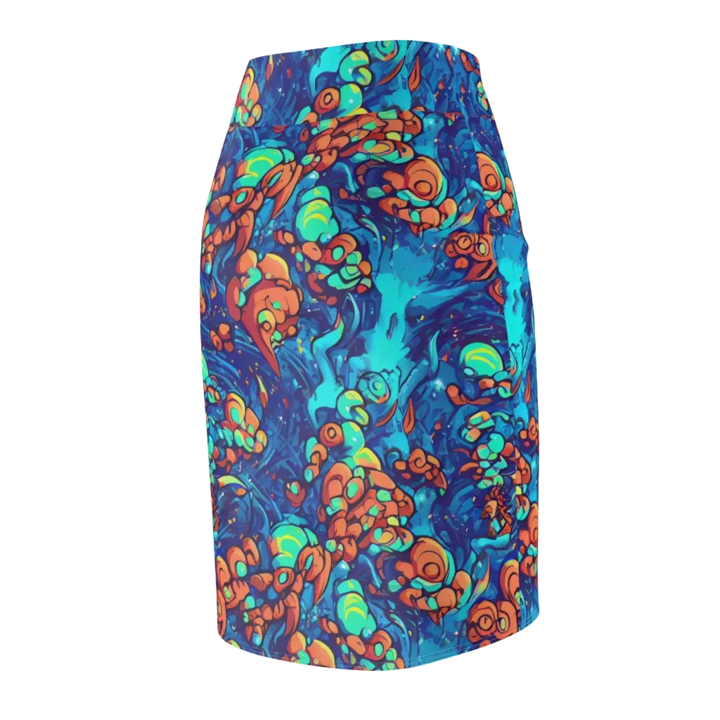 Vivid Submersion on Pencil Skirt — Back Side