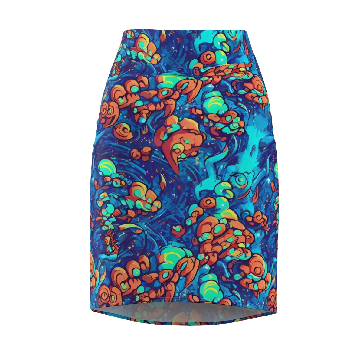 Vivid Submersion on Pencil Skirt — Front