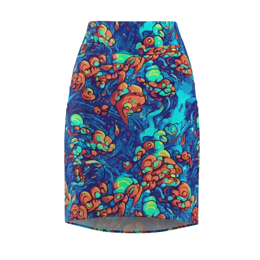 Vivid Submersion on a Pencil Skirt