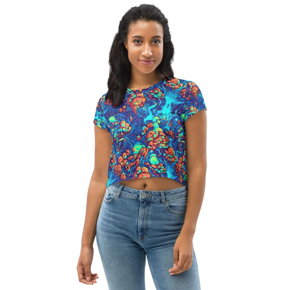 Vivid Submersion on Crop Tee — Front