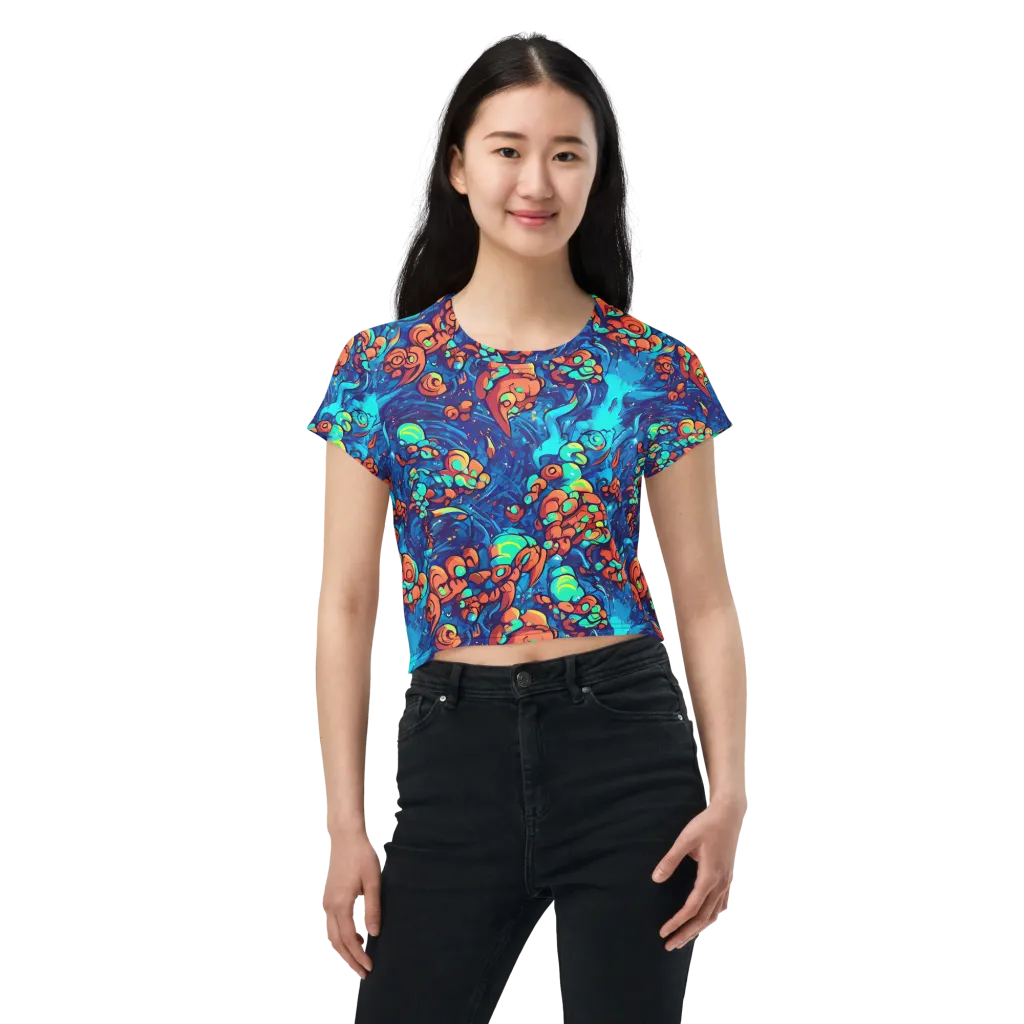 Vivid Submersion on Crop Tee — Front