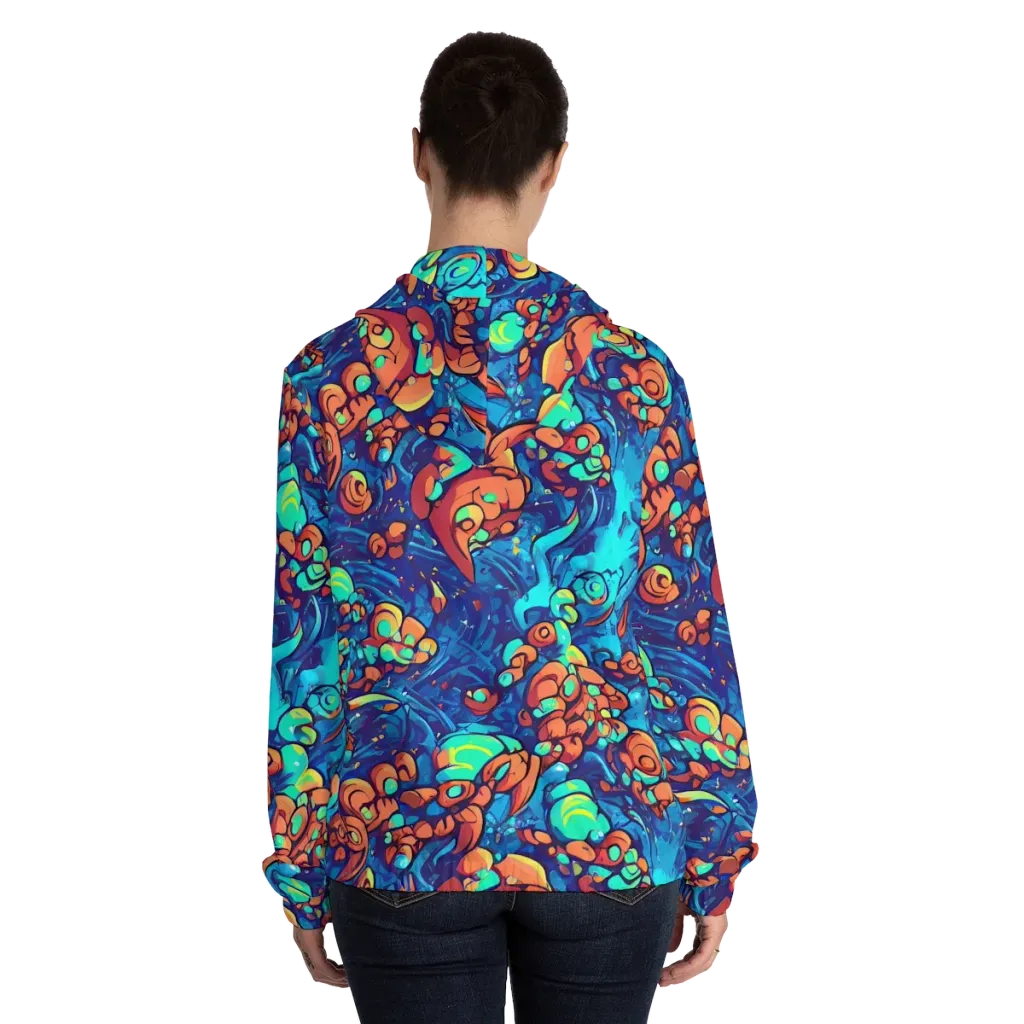 Vivid Submersion on Women's Full-Zip Hoodie — Back On Person
