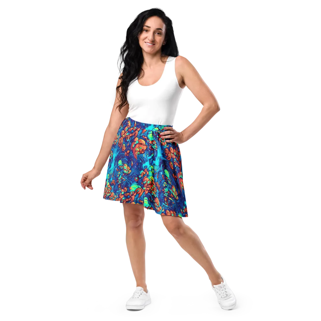 Vivid Submersion on Skater Skirt — Front