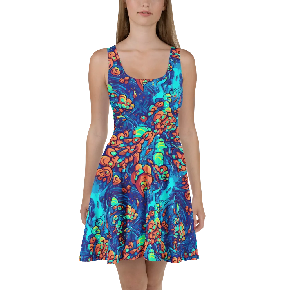 Vivid Submersion on Skater Dress — Front