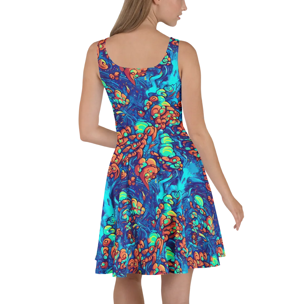 Vivid Submersion on Skater Dress — Back