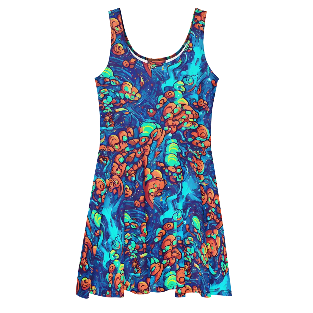 Vivid Submersion on Skater Dress — Front